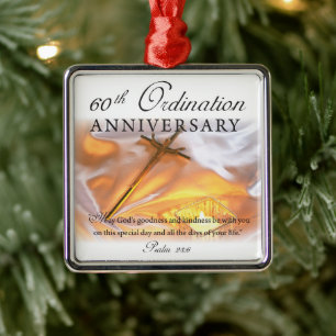 60th Ordination Jubileum, Cross Candle Metalen Ornament