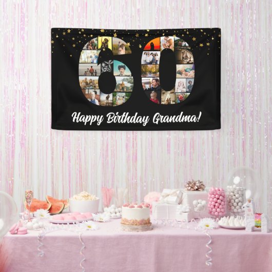 60th Verjaardag Foto Collage Banner voor Grootoude (Feest)