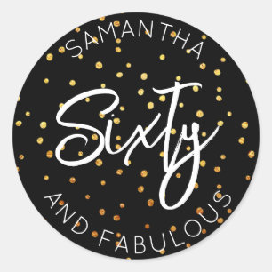 60th Verjaardag Goud Glitter Zestig en fantastisch Ronde Sticker