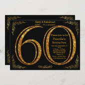 60th, Verjaardagsfeest, Sixty, Gatsby, zwart en go Kaart (Voorkant / Achterkant)