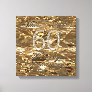 60th Wedding Anniversary Diamond Wedding Parents Canvas Afdruk