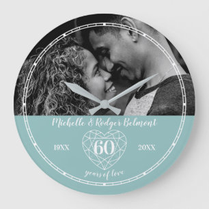 60th Wedding Anniversary heart diamond Grote Klok