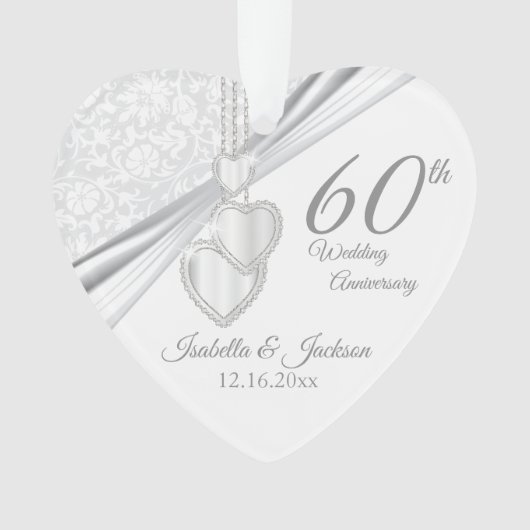 60th Wedding Jubileum Keepomwille Design Ornament (voorkant)