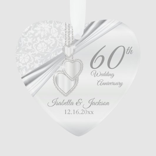60th Wedding Jubileum Keepomwille Design Ornament (voorkant)