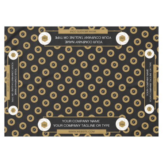 60X84 Salon de Commerce Nappe Logo Or Blanc Noir (Devant (Horizontal))