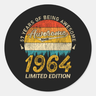 61 jaar oud 1964 Retro Geweldige 61ste verjaardags Ronde Sticker