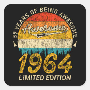 61 jaar oud 1964 Retro Geweldige 61ste verjaardags Vierkante Sticker