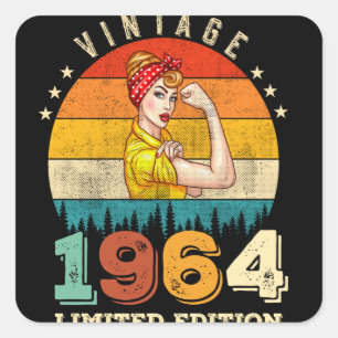 61 jaar oude Bday 1964  61ste Verjaardag Vrouwen Vierkante Sticker