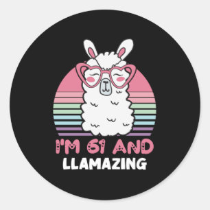 61 jaar oude dag Llamazing 61st verjaardag Llama Ronde Sticker