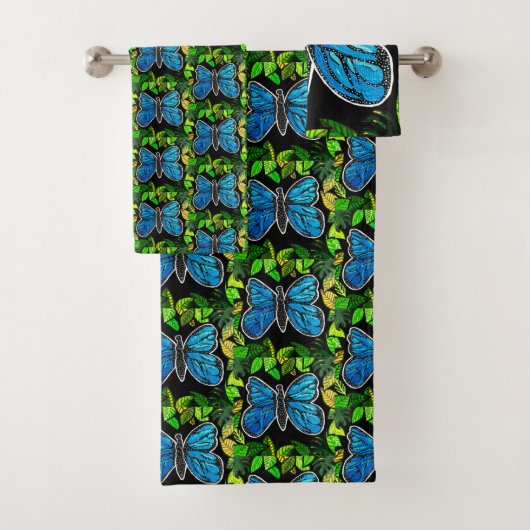 61 Morpho Butterfly Towels SET Bad Handdoek (Insitu)