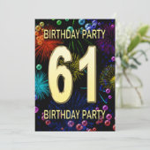 61e anniversaire Fête Invitation Fireworks Bulles (Debout devant)