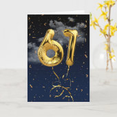61e Anniversaire Gold Mylar Balloon et carte Confe (Fleur jaune)