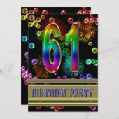 61e anniversaire Invitation avec bulles (Devant / Derrière)