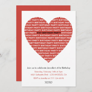61e anniversaire invitation Girl xoxo amouretheart