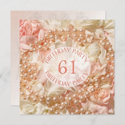 61e invitation de fête d'anniversaire avec perles (Devant / Derrière)