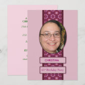 61e Invitation fête d'anniversaire Photo et nom (Devant / Derrière)