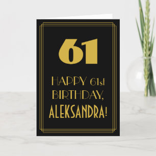 61e verjaardag ~ Art Deco Geïnspireerd uiterlijk " Kaart