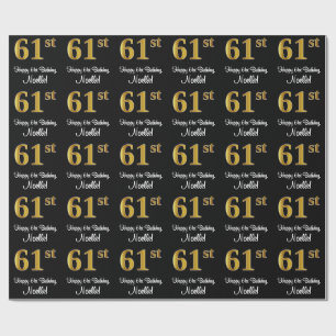 61e verjaardag: Elegante luxe Faux Gold look # Cadeaupapier