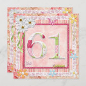 61e verjaardag feest scrapbooking stijl kaart (Voorkant / Achterkant)