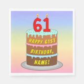 61e verjaardag: Fun Cake and Candles + Custom Name Servet (Voorkant)