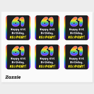 61e verjaardag: Regenboogspectrum # 61, Aangepast  Vierkante Sticker
