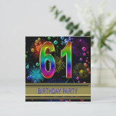 61e verjaardag Uitnodiging met bubbels (Staand voorkant)