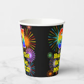 61e verjaardag: Vuurwerk Fun Pattern + Regenboog 6 Papieren Bekers (Links)