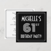 61st Birthday Party: Art Deco Style w/ Custom Name Kaart (Voorkant / Achterkant)