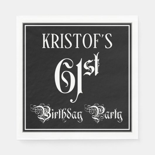 61st Birthday Party — Fancy Script + Custom Name Servet (Voorkant)