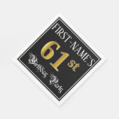 61st Birthday Party — Fancy Script, Faux Gold Look Servet (Hoek)