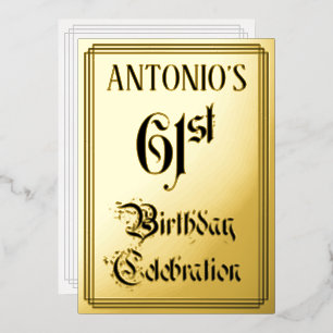 61st verjaardag Partij — Legant Manuscript + de Na Folie Uitnodiging