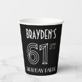 61ste verjaardag: Art Deco Style + aangepaste naam Papieren Bekers (Achterkant)
