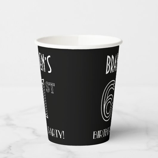 61ste verjaardag: Art Deco Style + aangepaste naam Papieren Bekers (Links)