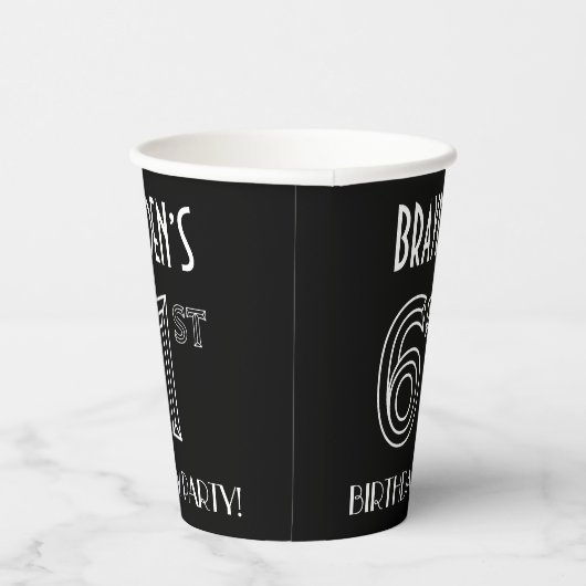 61ste verjaardag: Art Deco Style + aangepaste naam Papieren Bekers (Rechts)