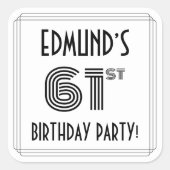 61ste verjaardag: Art Deco Style + aangepaste naam Vierkante Sticker (Voorkant)