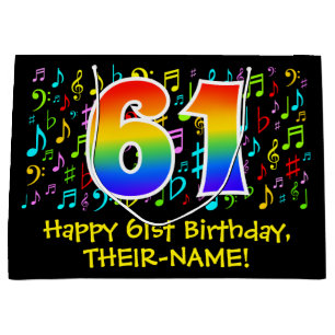 61ste verjaardag - Colorful Music Symbols, Rainbow Groot Cadeauzakje