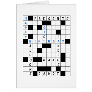 61ste verjaardag, Crossword Puzzle Birthday Kaart