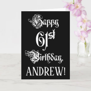 61ste verjaardag: Fancy, elegant script + aangepas Kaart