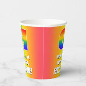 61ste verjaardag: kleurrijk, vun regenboogpatroon  papieren bekers (Rechts)