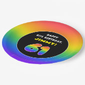 61ste verjaardag: kleurrijke regenboog # 61, Naam Papieren Bordje (Gekanteld)