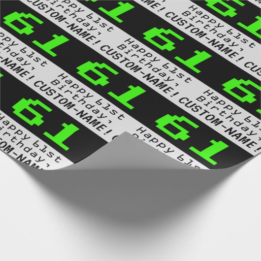 61ste verjaardag - Nerdy / Geeky stijl "61" en naa Cadeaupapier (Hoek)