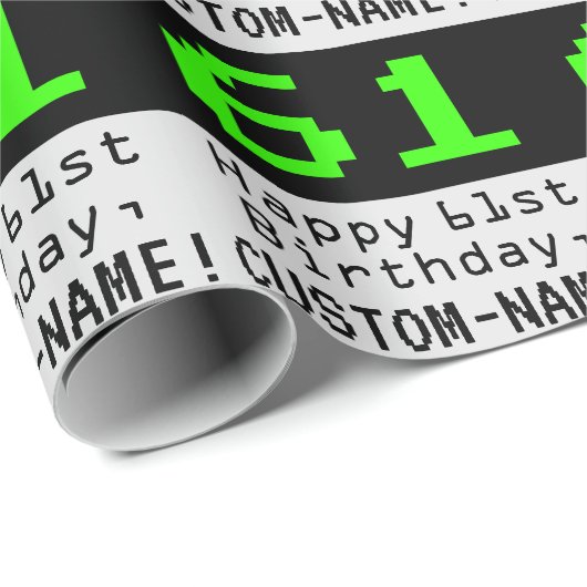 61ste verjaardag - Nerdy / Geeky stijl "61" en naa Cadeaupapier (Rol Hoek)