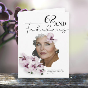 62 & Fabulous Orchidee Foto Verjaardagskaart Kaart