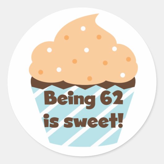62 is zoete T-shirts en cadeautjes Ronde Sticker (Voorkant)