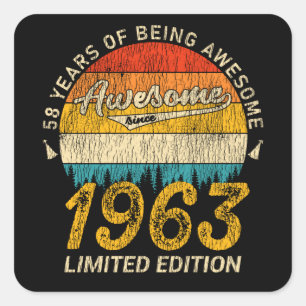 62 jaar oud 1963 Retro Geweldige 62e verjaardag ca Vierkante Sticker