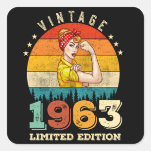 62 jaar oude Bday 1963 62e Verjaardag Vrouwen Vierkante Sticker