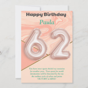 62-jarige meisjes Happy Birthday-kaart