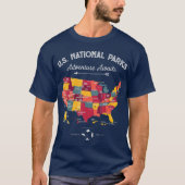 62 National Parks Map geeft US Park T-shirt (Voorkant)