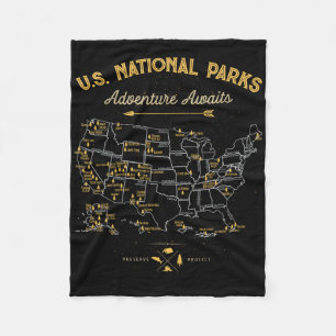 62 Nationale Parken Kaart Cadeaus Ons Park Vintage Fleece Deken