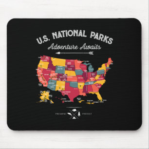 62 Nationale Parken Kaart Cadeaus Us Park Vintage  Muismat